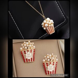 🆕️🍿CUTE POPCORN SET - NECKLACE & EARRINGS🍿